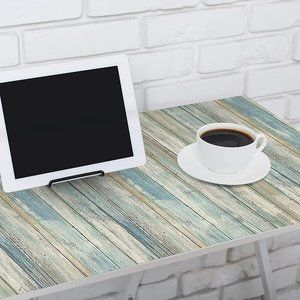 Blue Distressed Wood Wallpaper Self-Adhesive Peel and Stick Wall Paper